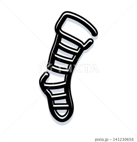 Striped sock outline cartoon vector illustration icon Striped sock outline cartoon vector illustration icon 141230658