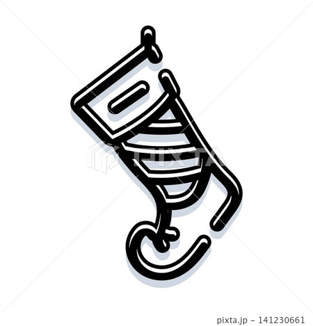 Christmas stocking black and white line art decoration Christmas stocking black and white line art decoration 141230661