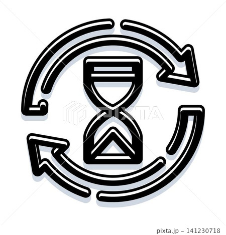 Hourglass with circling arrows showing time management 141230718
