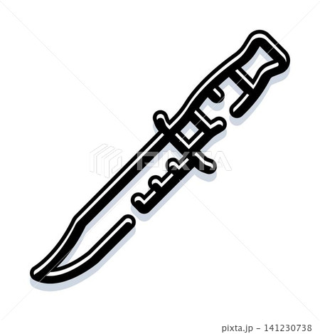 Combat knife illustration with sharp blade and handle Combat knife illustration with sharp blade and handle 141230738