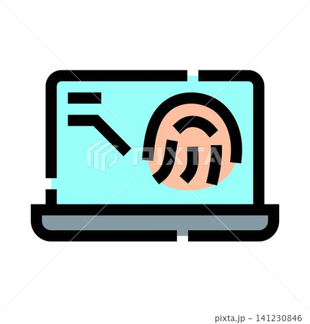 Laptop screen displaying biometric fingerprint scan authentication Laptop screen displaying biometric fingerprint scan authentication 141230846