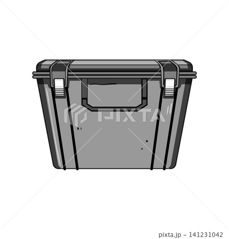 Gray plastic toolbox storing tools and equipment Gray plastic toolbox storing tools and equipment 141231042