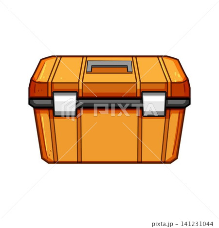Orange plastic toolbox holding essential repair tools Orange plastic toolbox holding essential repair tools 141231044