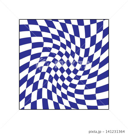 Distorted blue checker grid generating optical illusion Distorted blue checker grid generating optical illusion 141231364