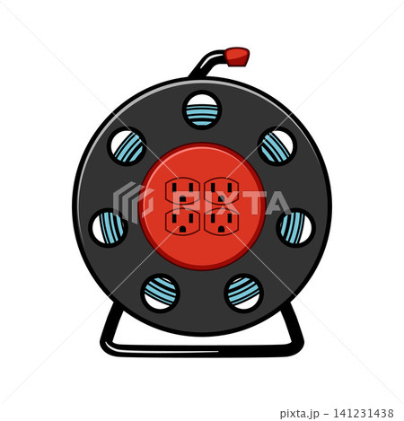Extension cord reel distributing electricity and power Extension cord reel distributing electricity and power 141231438