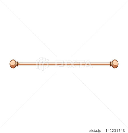 Elegant copper curtain rod with decorative finials Elegant copper curtain rod with decorative finials 141231548