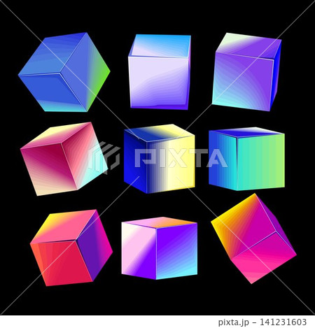 Abstract 3d cubes with vibrant gradient colors Abstract 3d cubes with vibrant gradient colors 141231603