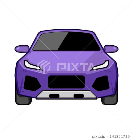 Modern purple car front view illustration Modern purple car front view illustration 141231739