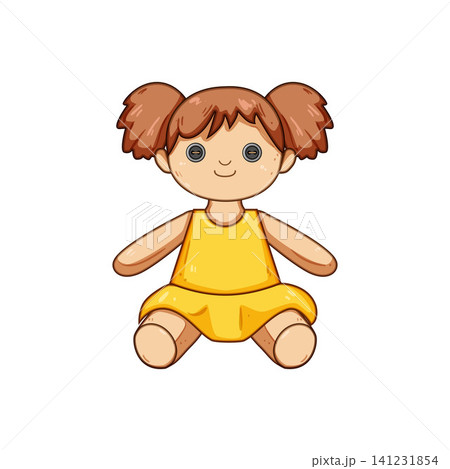 Cute rag doll toy sitting and smiling Cute rag doll toy sitting and smiling 141231854