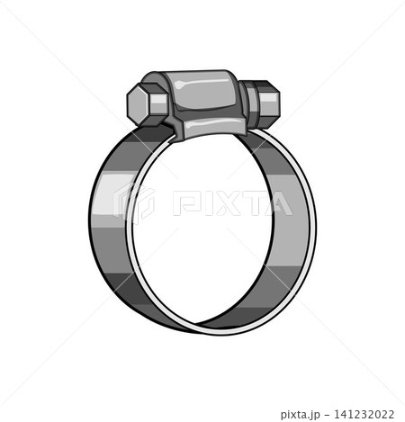 Hose clamp metal fastening object white background Hose clamp metal fastening object white background 141232022