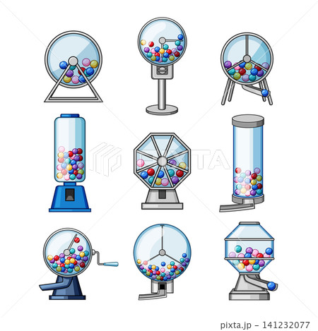 Collection of lottery ball machines choosing winner numbers 141232077