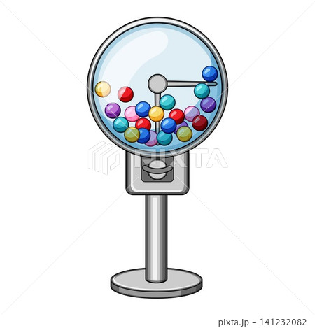 Lottery ball machine dispensing colorful candies 141232082