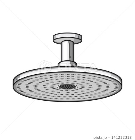 Round modern shower head and plumbing fixture Round modern shower head and plumbing fixture 141232318