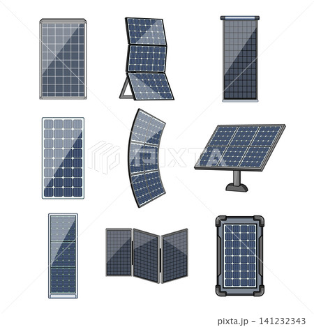 Various solar panels collection for renewable energy concepts Various solar panels collection for renewable energy concepts 141232343