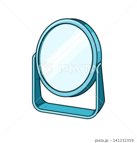 Desktop standing mirror offering reflection for self observation Desktop standing mirror offering reflection for self observation 141232359