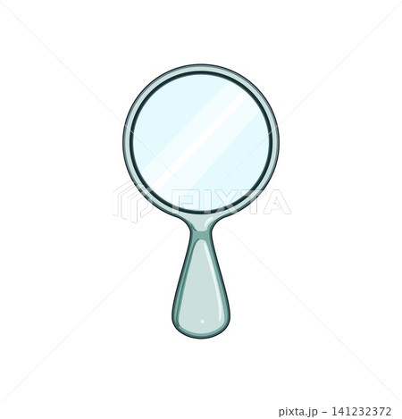 Hand mirror icon reflecting image on white background 141232372