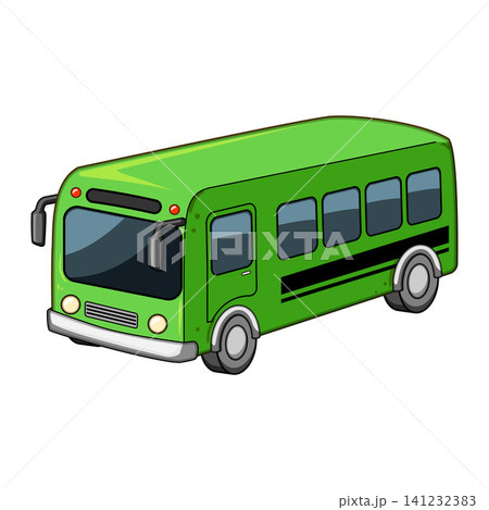 Green cartoon bus travelling on a journey concept 141232383