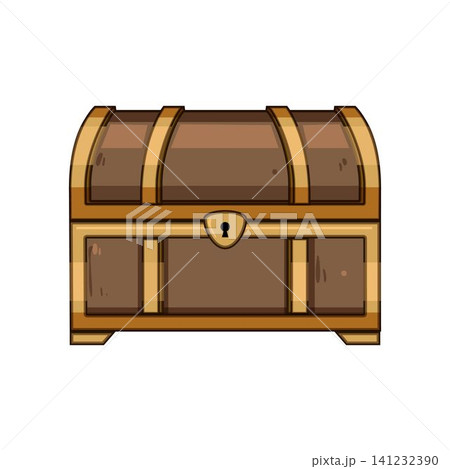 Treasure chest having keyhole and metal fittings Treasure chest having keyhole and metal fittings 141232390