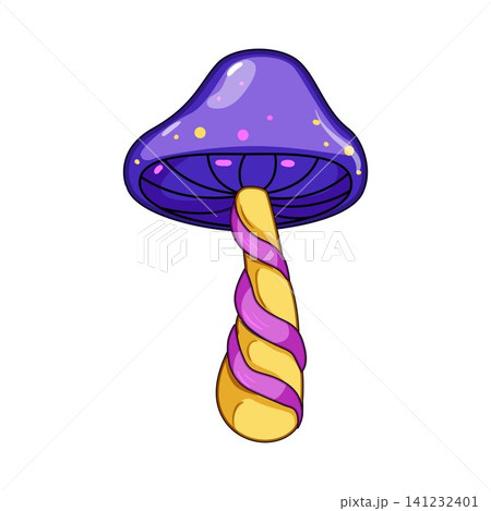 Psychedelic mushroom with colorful cap and twisted stem Psychedelic mushroom with colorful cap and twisted stem 141232401