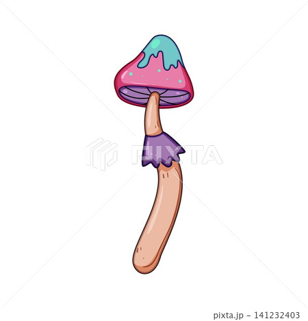 Whimsical psychedelic mushroom with vibrant colors illustration Whimsical psychedelic mushroom with vibrant colors illustration 141232403