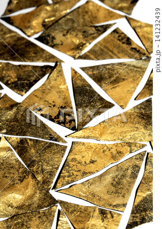 Gold metallic geometric triangle paint background 141232439