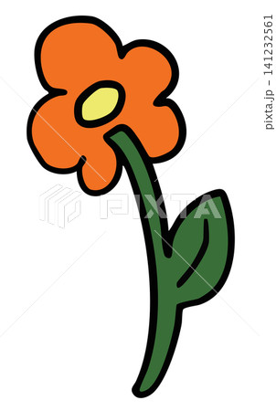 Hand drawn orange flower and green leaf for floral print, sticker, nature, garden, spring, summer vibes, plants, tree, blossom, blooming, home backyard, picnic, park, outdoors, home, house, cartoon Hand drawn orange flower and green leaf for floral print, sticker, nature, garden, spring, summer vibes, plants, tree, blossom, blooming, home backyard, picnic, park, outdoors, home, house, cartoon 141232561