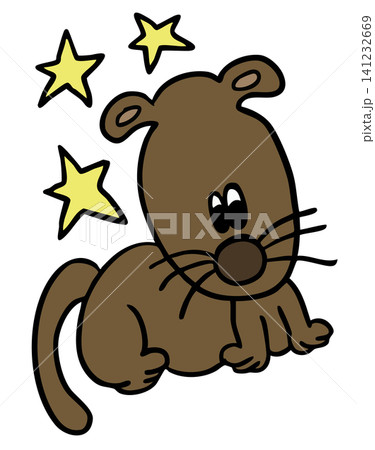 Hand drawn brown puppy and yellow stars for decoration, dog cartoon, characters, comic, mascot, standee, sticker, tattoo, pet shop, vet, animal, home decor, house, yard, playtime, brooch, woof Hand drawn brown puppy and yellow stars for decoration, dog cartoon, characters, comic, mascot, standee, sticker, tattoo, pet shop, vet, animal, home decor, house, yard, playtime, brooch, woof 141232669