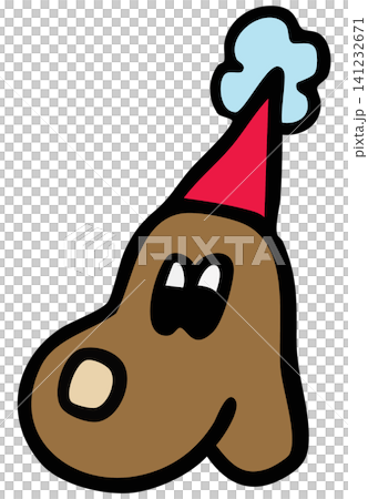 Hand drawn brown puppy wearing party hat for dog cartoon, characters, comic, mascot, standee, sticker, tattoo, pet shop, vet, animal, home decor, house, yard, playtime, plush toy, kid doll, woof Hand drawn brown puppy wearing party hat for dog cartoon, characters, comic, mascot, standee, sticker, tattoo, pet shop, vet, animal, home decor, house, yard, playtime, plush toy, kid doll, woof 141232671