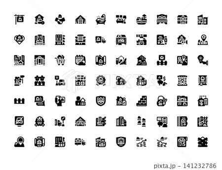 real estate, housing, and architecture vector icon set design solid style. perfect use for logo, presentation, website, and more. simple modern icon set design glyph style real estate, housing, and architecture vector icon set design solid style. perfect use for logo, presentation, website, and more. simple modern icon set design glyph style 141232786