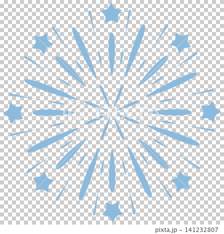 Fireworks and stars illustration material, sky blue. Fireworks and stars illustration material, sky blue. 141232807