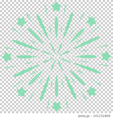 煙火和星星插畫素材，薄荷藍。 141232809
