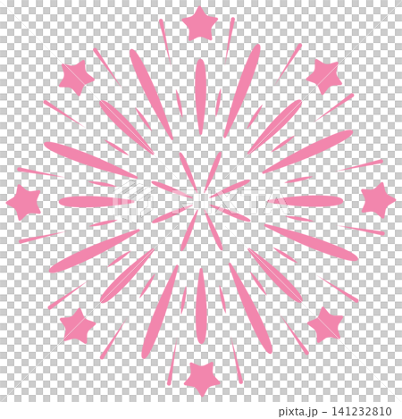 煙火和星星插畫素材(粉紅色) 煙火和星星插畫素材(粉紅色) 141232810
