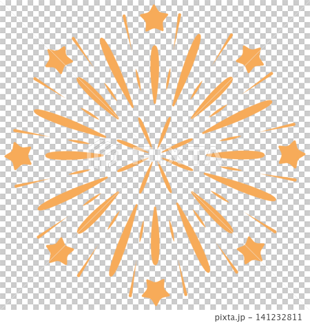 煙火和星星插畫素材，檸檬黃。 141232811