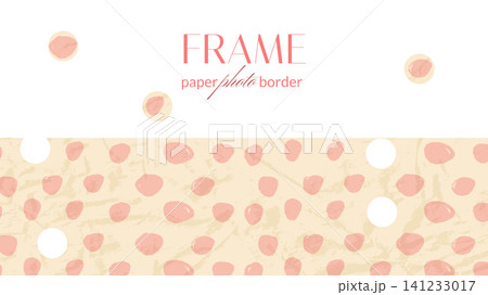 A romantic photo frame with cutout paper dots, ephemera, confetti, and a scrapbook pattern. Beige backdrop with a vector texture for a notebook cover. Mixed circles in a paper collage A romantic photo frame with cutout paper dots, ephemera, confetti, and a scrapbook pattern. Beige backdrop with a vector texture for a notebook cover. Mixed circles in a paper collage 141233017