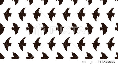 Bird silhouette grunge seamless pattern with charcoal scribble for print. Cute doodle bird flock in seamless monochrome vector repeat on white. Hand drawn naive pattern for fabric and kids room design 141233033