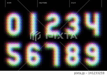 ハーフトーンの0から9までの数字のセット_079 ハーフトーンの0から9までの数字のセット_079 141233259