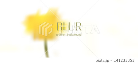 Blur yellow flower on ivory white background for sale promo banner with copy space. Floral gradient and soft gradation of delicate pastel. Abstract botanical vector design with dreamy unfocused bloom 141233353
