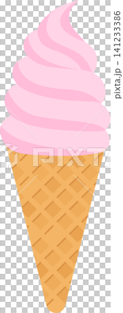 ソフトクリームのベクターイラスト|いちご味のコーンアイス シンプルで可愛いイラスト素材 ソフトクリームのベクターイラスト|いちご味のコーンアイス シンプルで可愛いイラスト素材 141233386