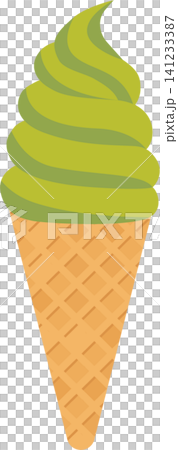 ソフトクリームのベクターイラスト|抹茶味のコーンアイス シンプルで可愛いイラスト素材 ソフトクリームのベクターイラスト|抹茶味のコーンアイス シンプルで可愛いイラスト素材 141233387