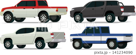 Pickup truck collection angled rear side view Pickup truck collection angled rear side view 141234090