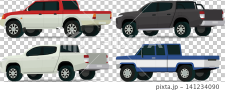 Pickup truck collection angled rear side view Pickup truck collection angled rear side view 141234090