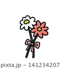 シンプルでかわいい二輪の花束イラスト 141234207