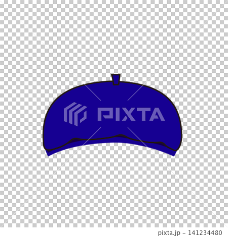 A simple and cute illustration of a beret in navy blue. 141234480