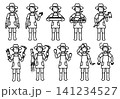 イラスト素材: 農業をする女性のポーズや表情のバリエーションとセット 141234527