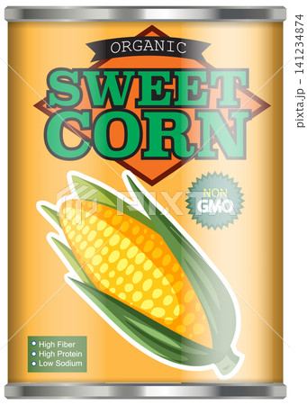 Vector Illustration of Organic Sweet Corn Canned Food Packaging Vector Illustration of Organic Sweet Corn Canned Food Packaging 141234874