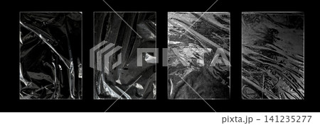Realistic plastic wrap mockup set on black Realistic plastic wrap mockup set on black 141235277