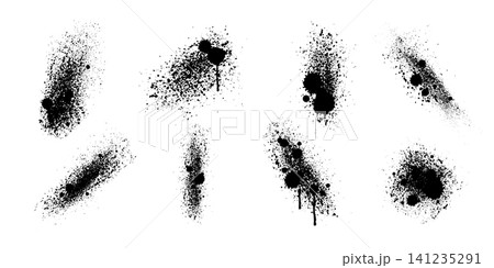 Black mmud splatters, ink drops and paint spray Black mmud splatters, ink drops and paint spray 141235291