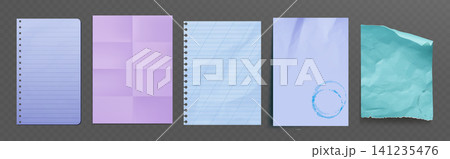 Realistic color paper sheets with folded texture 141235476