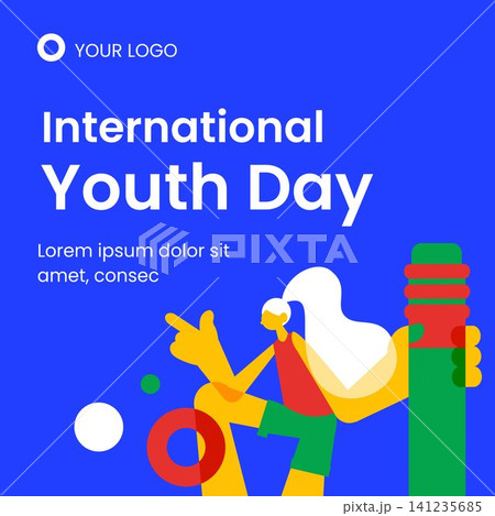 International Youth Day Flat Cartoon Illustration Social Media Background International Youth Day Flat Cartoon Illustration Social Media Background 141235685