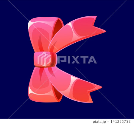 Beauty and spa font pink ribbon bow letter K, health care and relax typeface, ABC wellness English alphabet. Relax font type, beauty typeface. Wellness typeset with pink satin or silk bow decoration Beauty and spa font pink ribbon bow letter K, health care and relax typeface, ABC wellness English alphabet. Relax font type, beauty typeface. Wellness typeset with pink satin or silk bow decoration 141235752